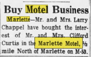 Marlette Motel - Mar 23 1958 Changes Hands (newer photo)